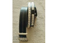 Leather belt with metal eyelets 96/4 cm