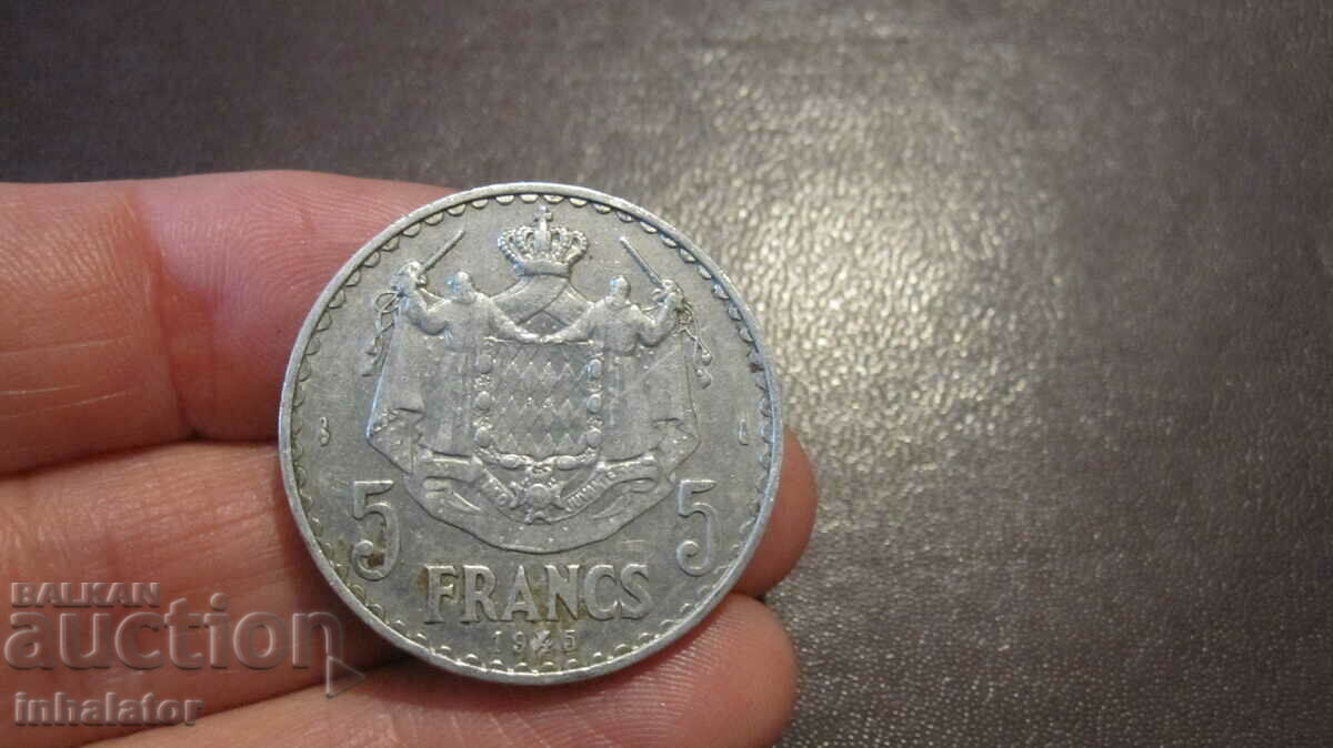 1945 Monaco 5 francs