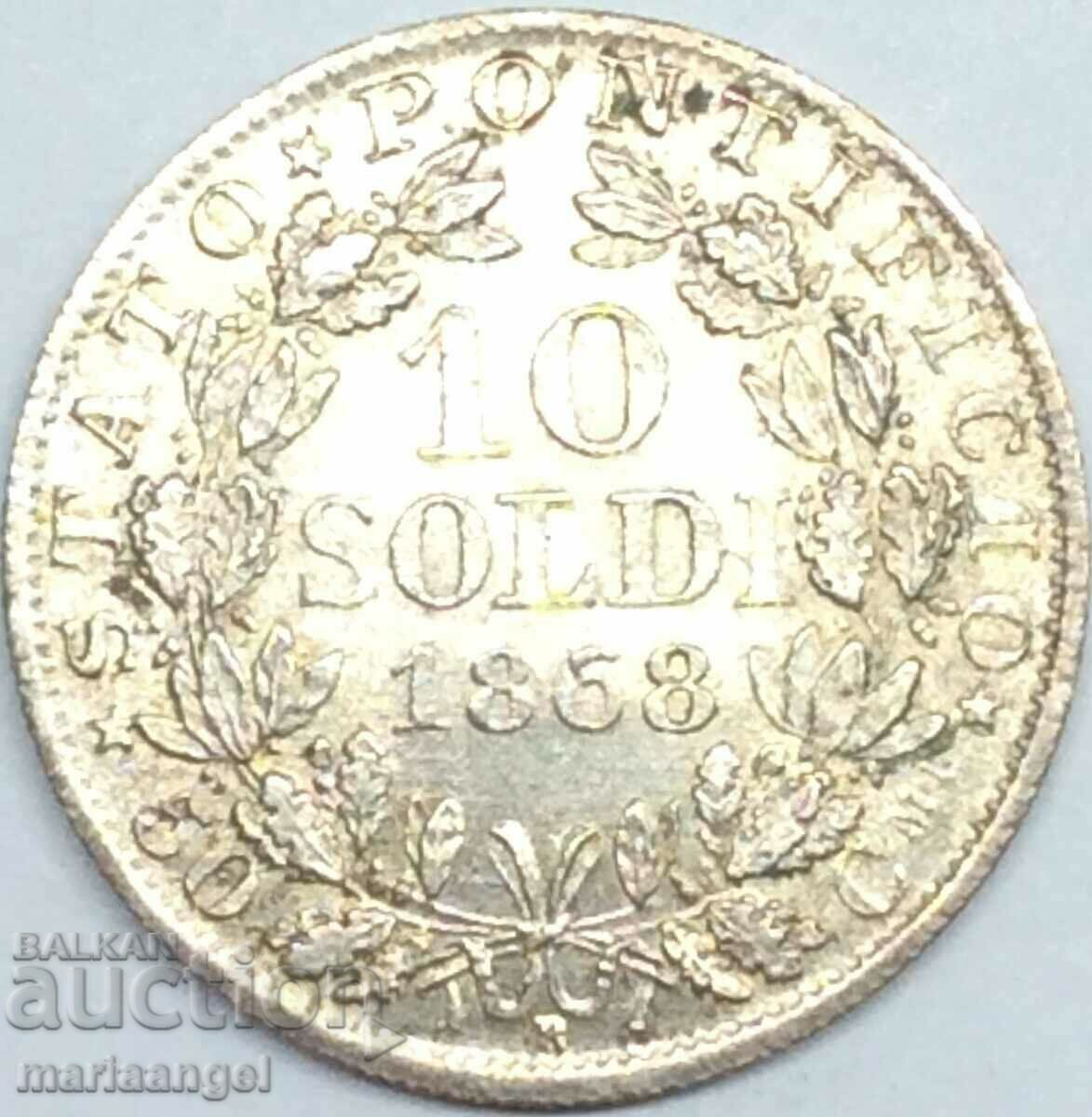 10 soldi 1868 Vatican Pius VI anno XXII argint