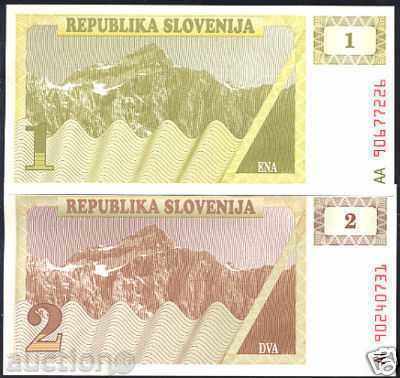 +++ SLOVENIAN SET 1 + 2 TOLARA 1990 UNC +++