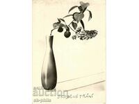 Old greeting card - Lilac in a vase