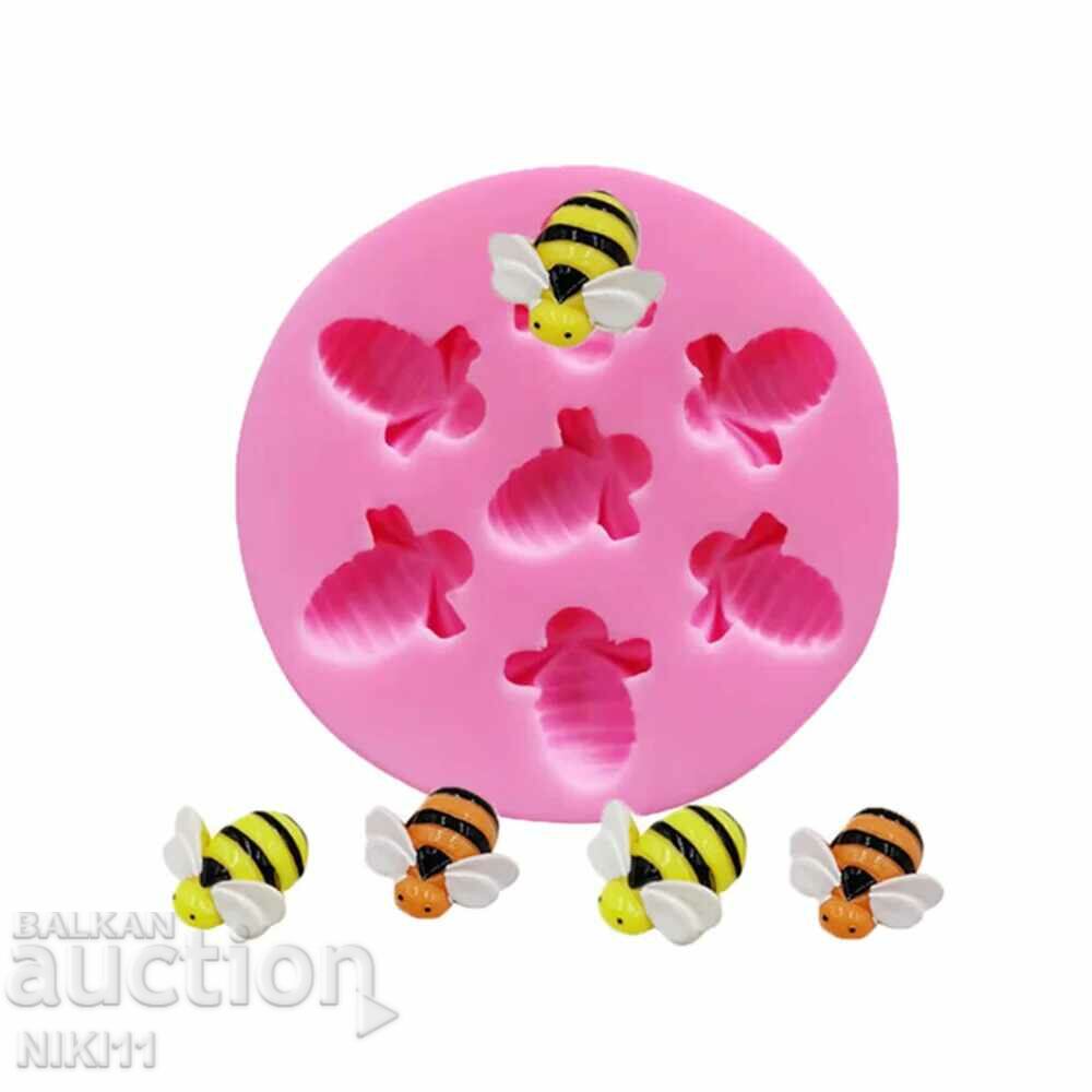 Silicone mold 7 bees, cake decoration, fondant candies