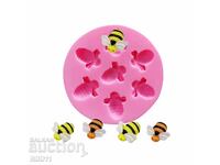 Silicone mold 7 bees, cake decoration, fondant candies