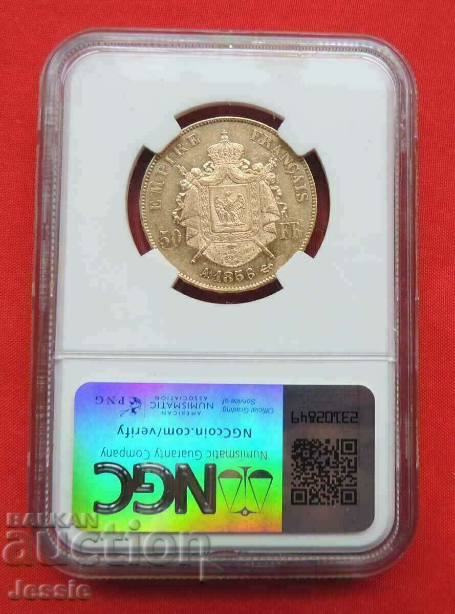50 Francs 1856 A  ( 50 франка Франция ) NGC AU 55 ( злато )
