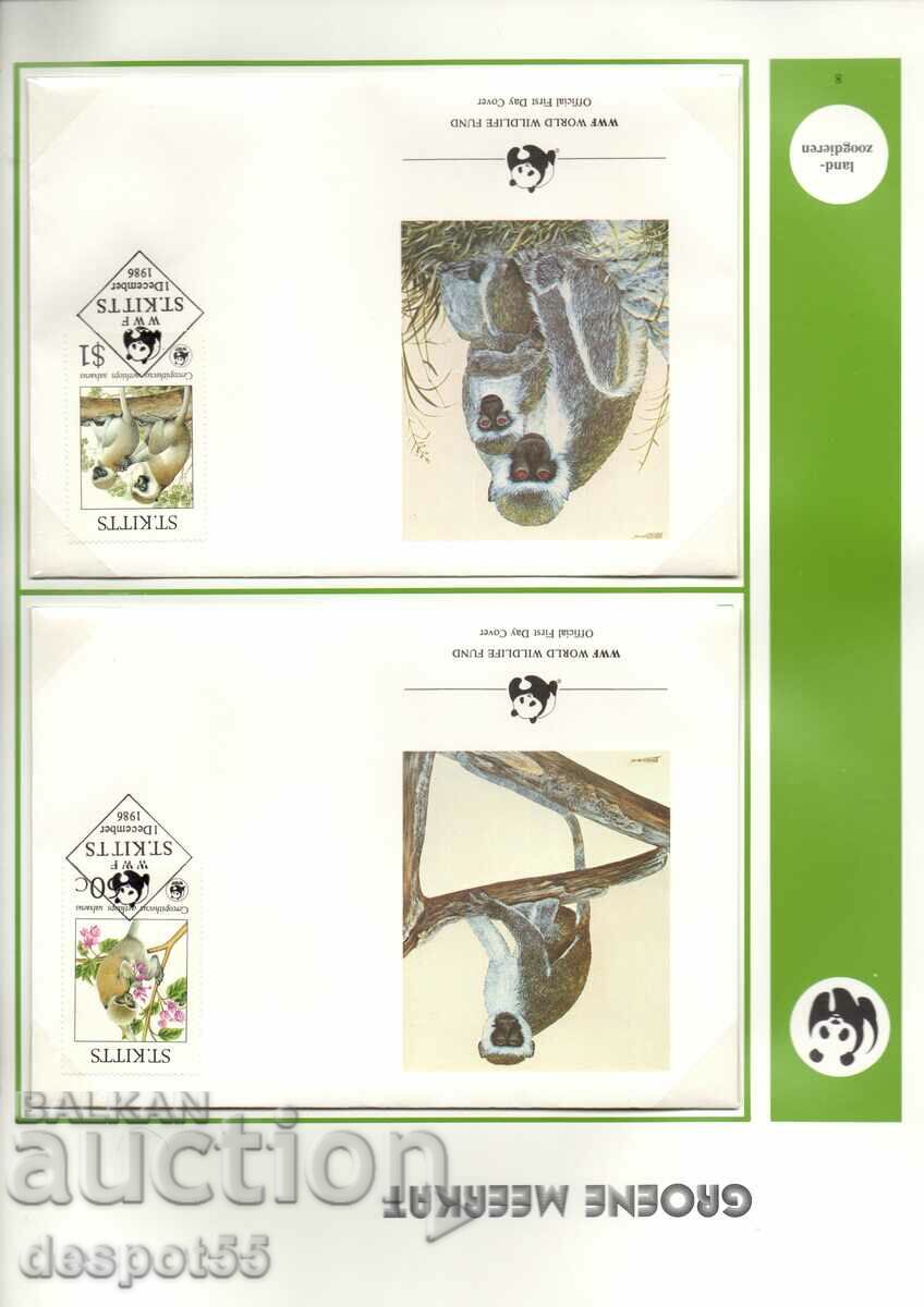 1986. St. Kitts. Endangered species - Green monkeys. 4 envelopes. with price 9.50 BGN | € 4.86