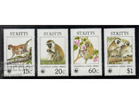 1986. St. Kitts. Specii pe cale de dispariție - Maimuțe verzi.