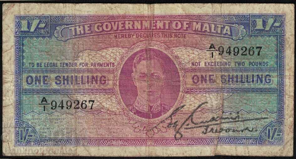 Malta 1 Shilling 1943 Pick 16 Ref 9267