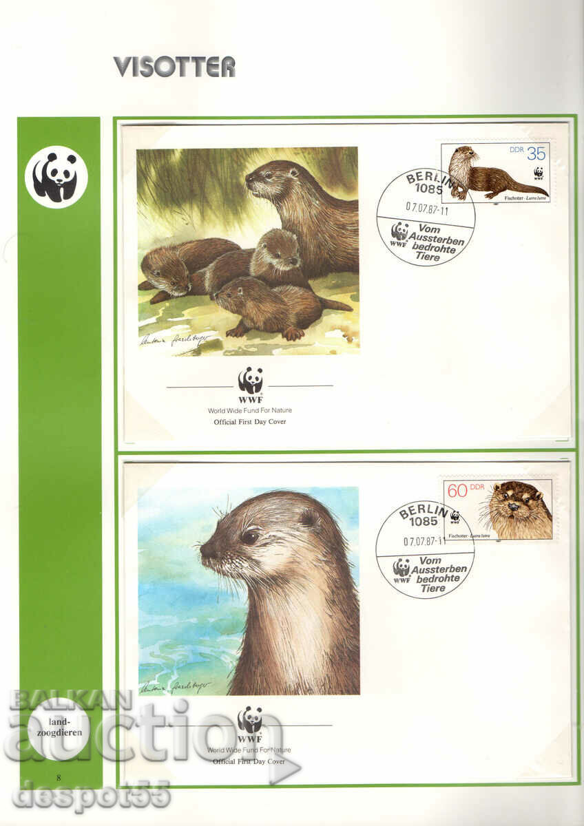 1987. GDR. Protected animals - European otter. 4 envelopes. with price 6.50 BGN | € 3.32 1987. GDR. Protected animals - European otter. 4 envelopes. with price 6.50 BGN | € 3.32
