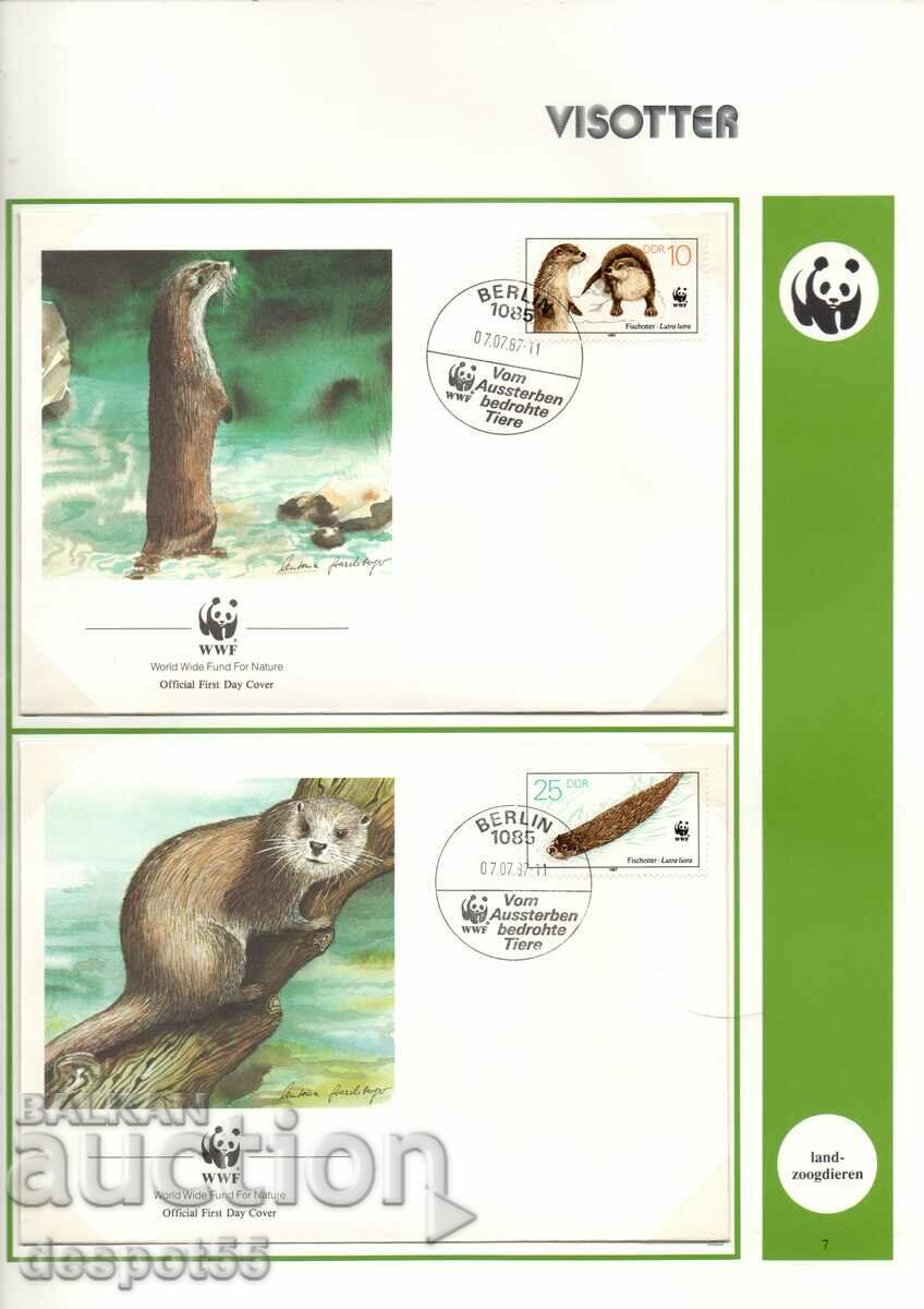 1987. RDG. Animale protejate - vidră europeană. 4 plicuri.