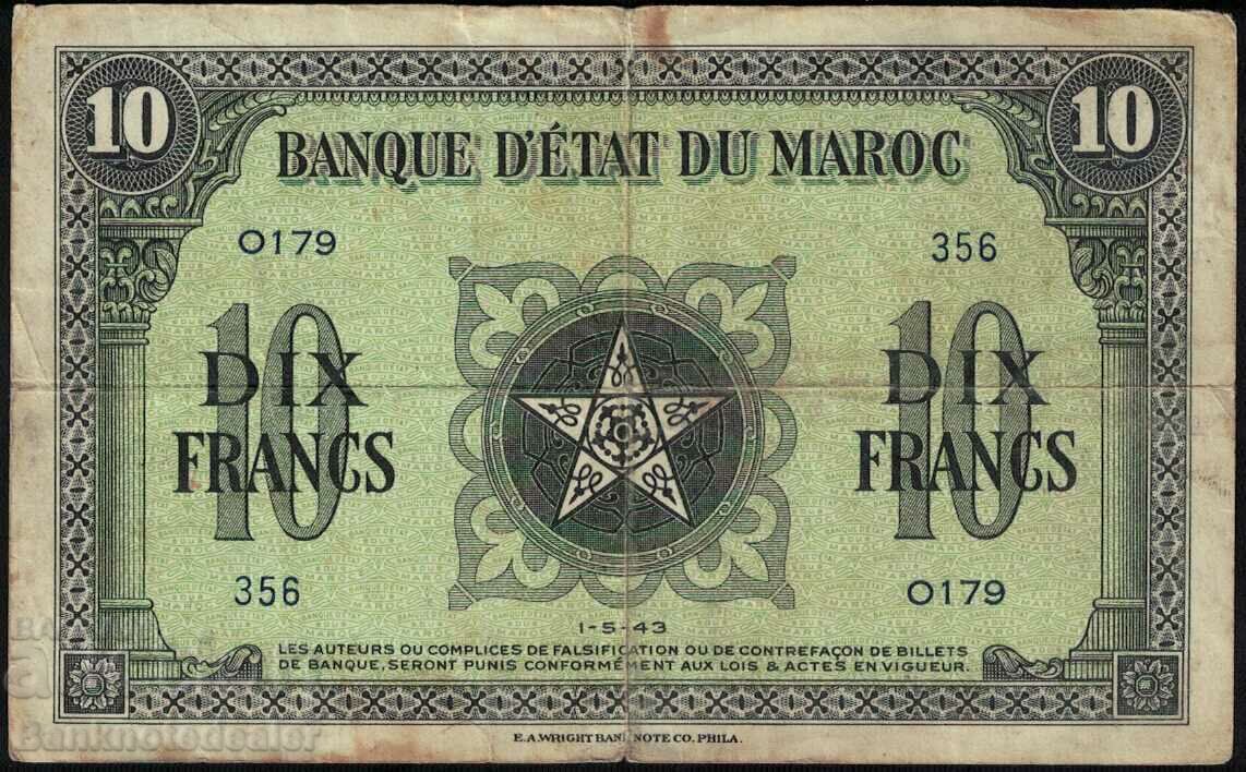 Morocco 10 francs 1943 Pick 25 Ref 0179
