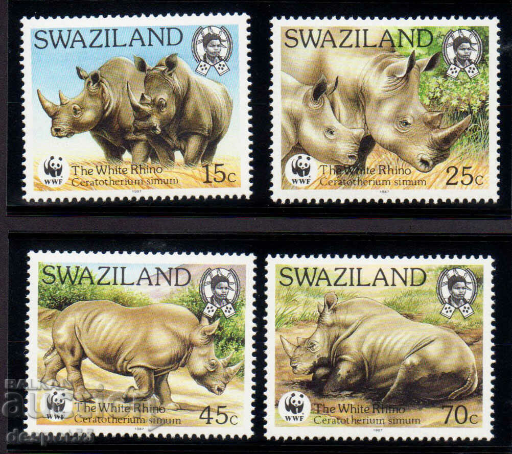 1987. Swaziland. World Conservation - White Rhino.