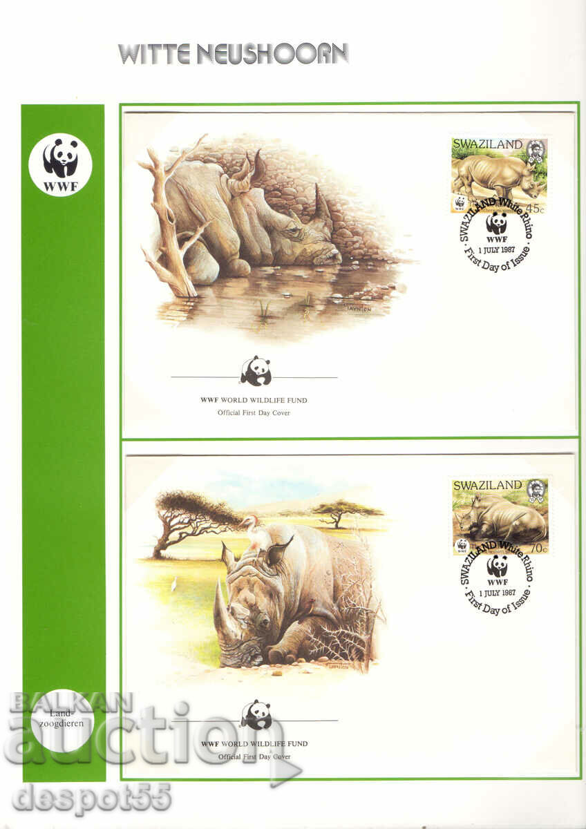 1987. Swaziland. Protection of nature - White rhinoceros. 4 envelopes. with price 7.50 BGN | € 3.83 1987. Swaziland. Protection of nature - White rhinoceros. 4 envelopes. with price 7.50 BGN | € 3.83