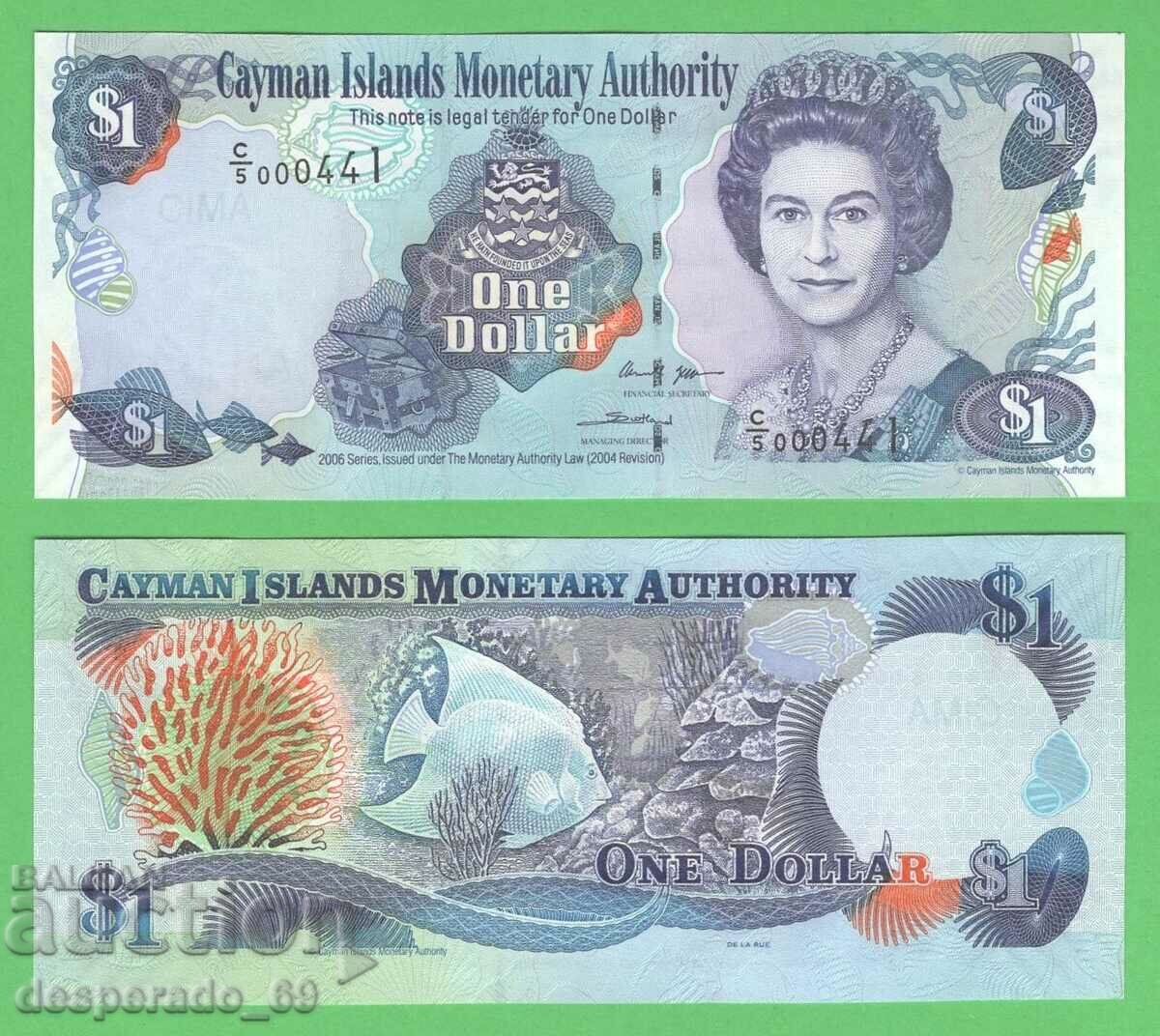 (¯`'•.¸   КАЙМАНОВИ ОСТРОВИ  1 долар 2006 (нисък номер)  UNC