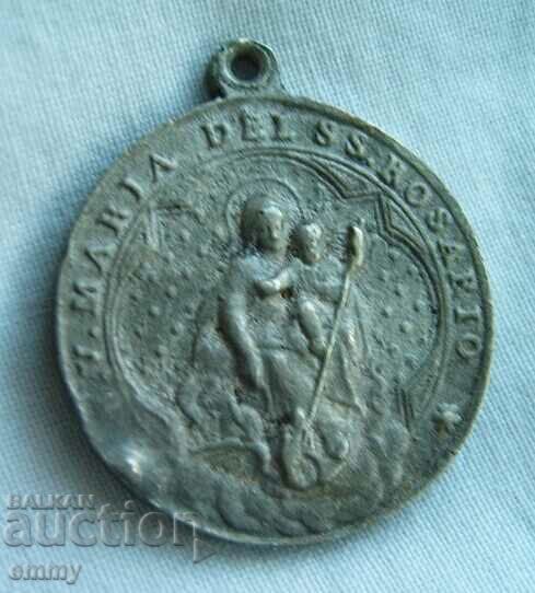 Auction Old religious medallion pendant - Mother of God, Catholic Auction Old religious medallion pendant - Mother of God, Catholic