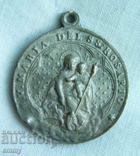 Old religious medallion pendant - Mother of God, Catholic