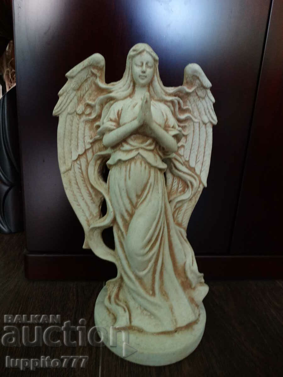 Sculpture stylized figure angel handmade concrete