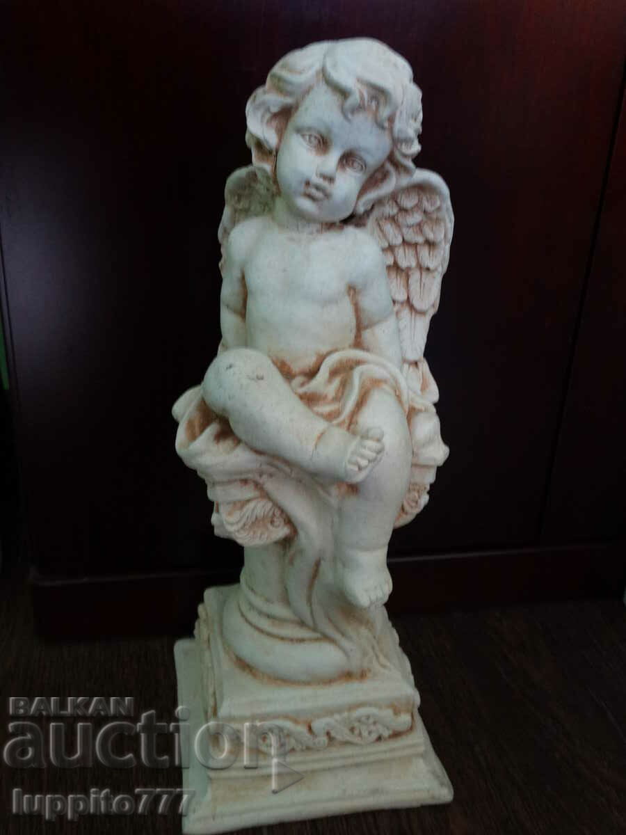 Sculpture stylized figure angel handmade concrete