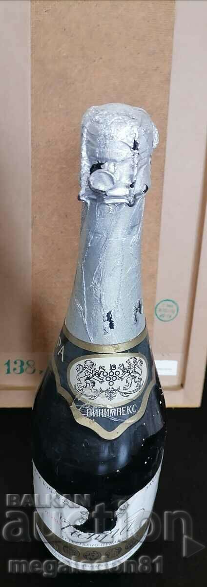 Old bottle of Iskra champagne