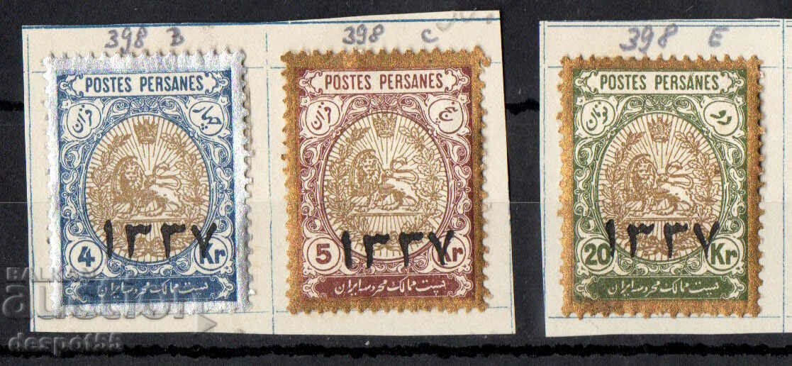 1918. Иран. Надпечатани марки от 1909 год.
