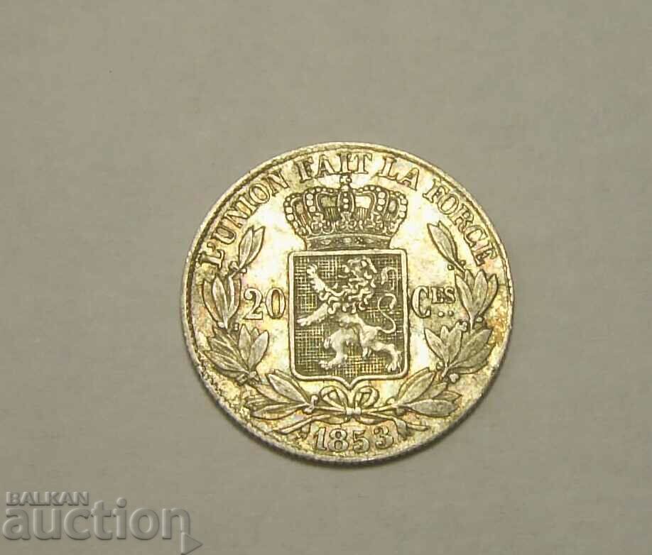 Auction Belgium 20 centimes 1853 Silver Auction Belgium 20 centimes 1853 Silver