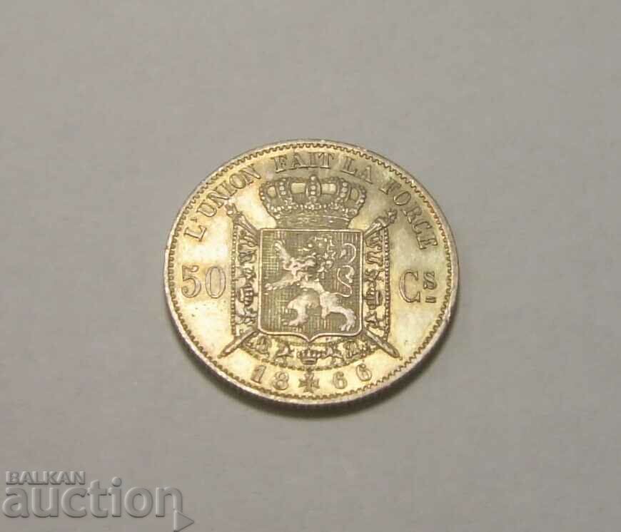 Belgium 50 centimes 1866 Silver with price 140.00 BGN | € 71.58 Belgium 50 centimes 1866 Silver with price 140.00 BGN | € 71.58