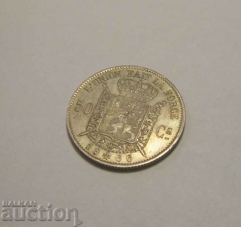 Auction Belgium 50 centimes 1866 Silver Auction Belgium 50 centimes 1866 Silver