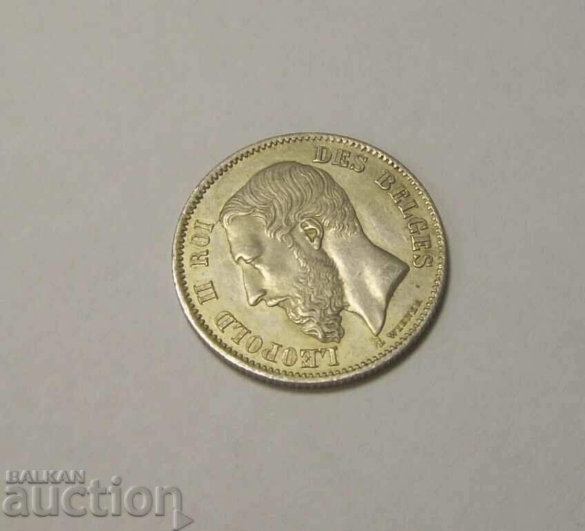 Belgium 50 centimes 1866 Silver - 5 Belgium 50 centimes 1866 Silver - 5