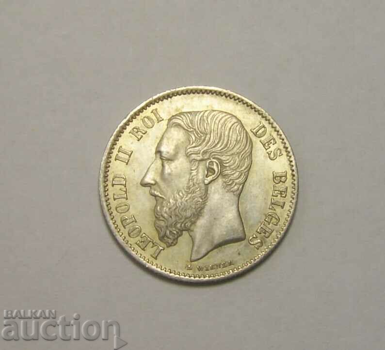 Belgium 50 centimes 1866 Silver - 6 Belgium 50 centimes 1866 Silver - 6