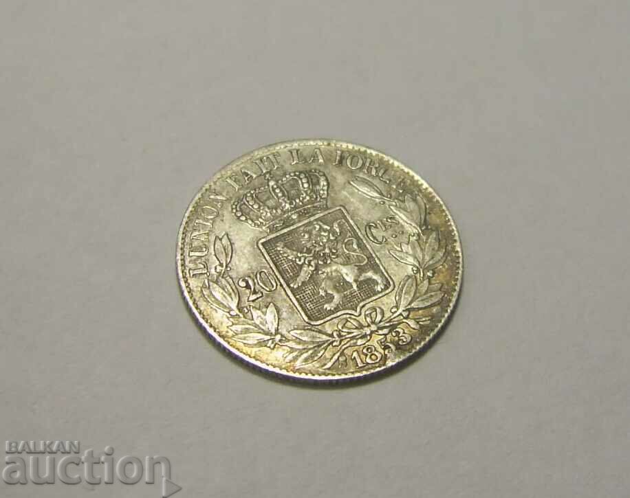 Auction Belgium 20 centimes 1853 Silver Auction Belgium 20 centimes 1853 Silver
