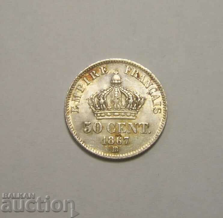 France 50 centimes 1867 BB