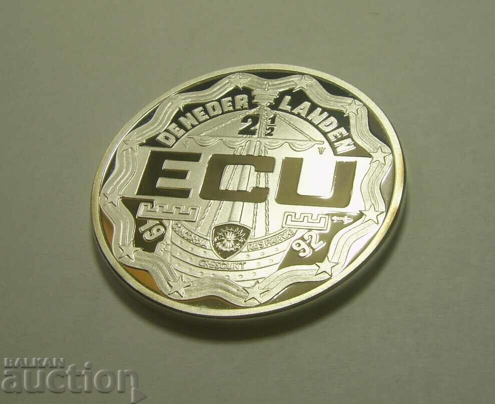 RR! Silver 925 Netherlands 2 1/2 ECU 1992 with price 70.00 BGN | € 35.79