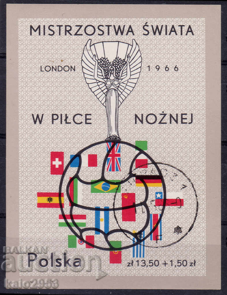Polonia-1966-Lumea.Al 2-lea la fotbal-London-Block, MNH, STO
