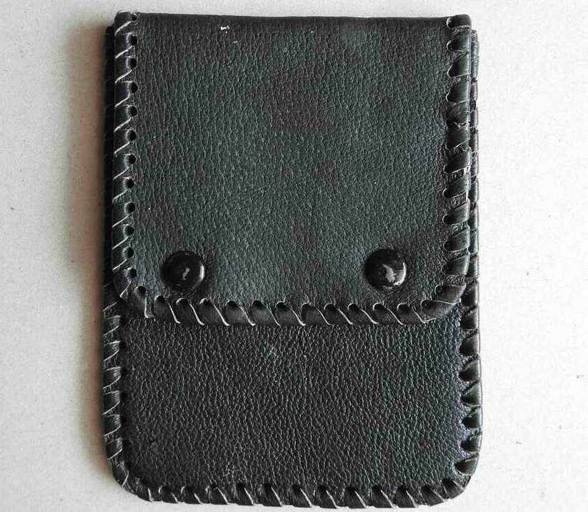 Old social leather case, handmade 13x10 cm
