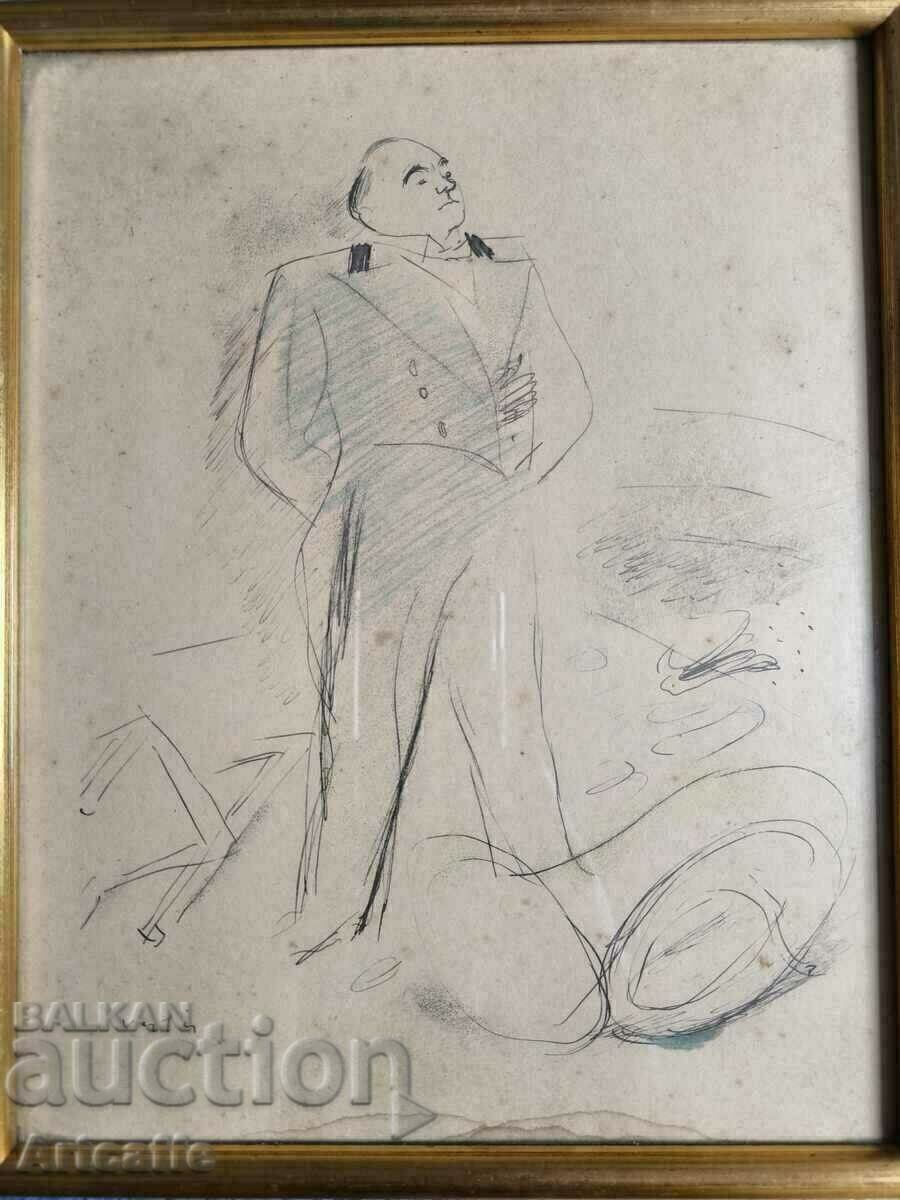 Παλαιά, γαλλική λιθογραφία, υπογεγραμμένη