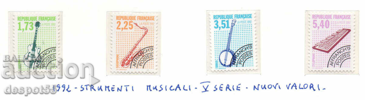 1992. Франция. Музикални инструменти, 5-та серия.