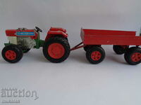 BULL OLD GERMAN METAL TOY TRACTOR WITH TRAILER