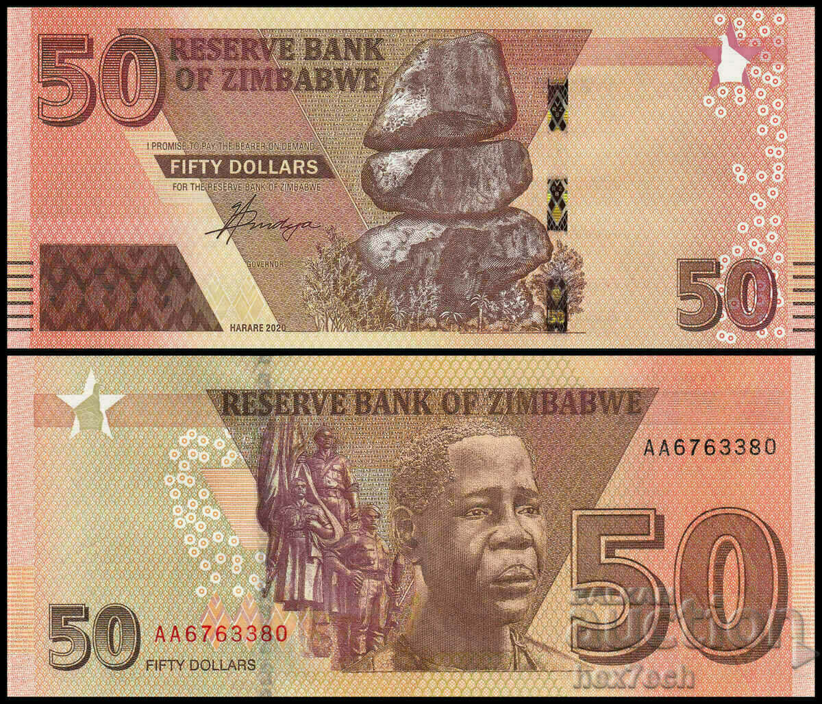 ❤️ ⭐ Zimbabwe 2020 $50 UNC new ⭐ ❤️