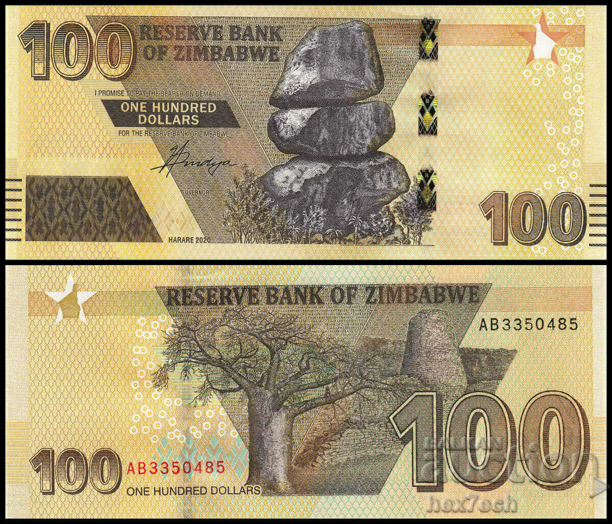 ❤️ ⭐ Ζιμπάμπουε 2020 100 $ UNC νέο ⭐ ❤️