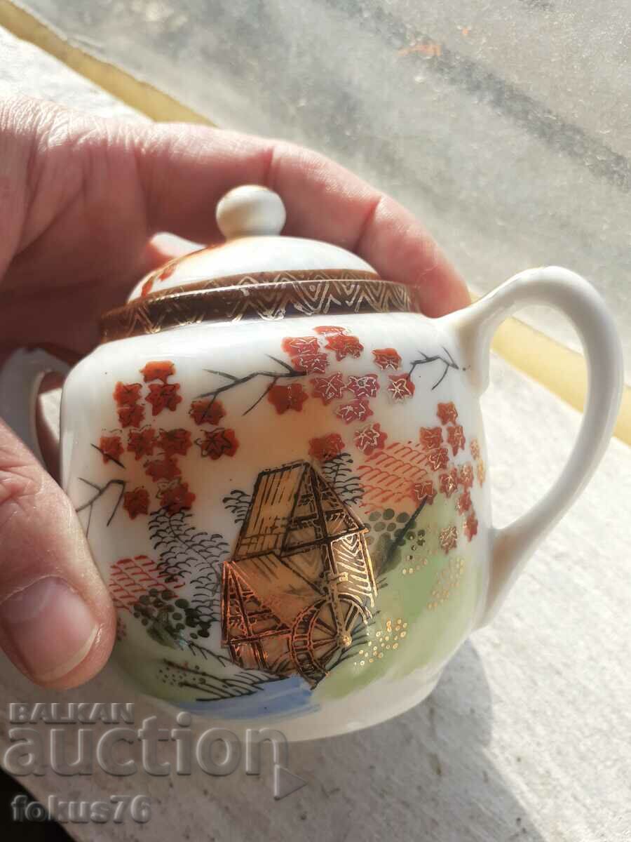 Auction Sugar bowl porcelain Kutani Japan Auction Sugar bowl porcelain Kutani Japan