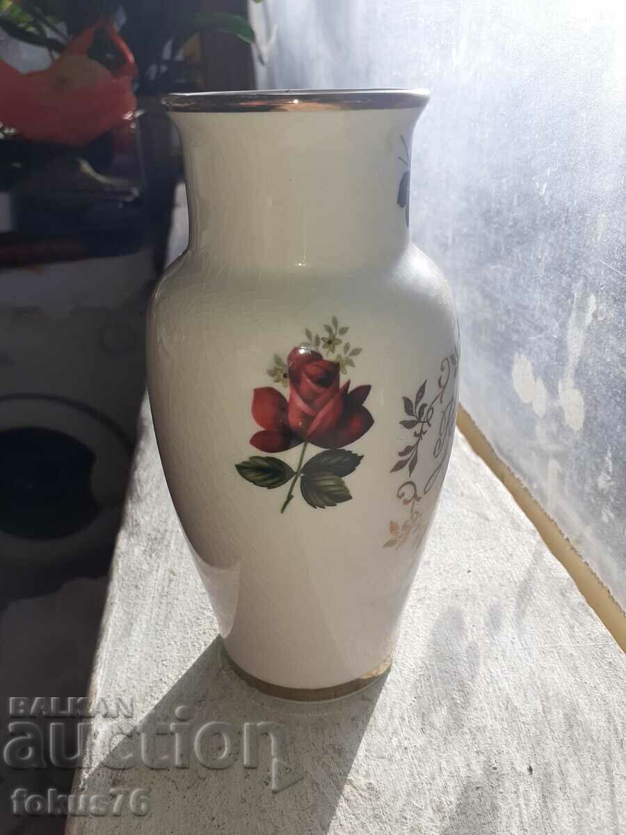 Auction English porcelain vase gilt rose marking Auction English porcelain vase gilt rose marking