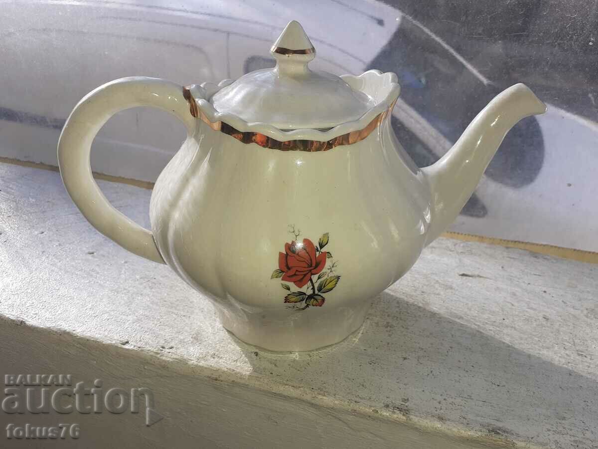 English porcelain teapot gilt rose marking with price 69.00 BGN | € 35.28 English porcelain teapot gilt rose marking with price 69.00 BGN | € 35.28