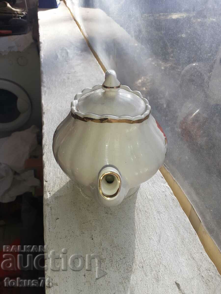 Auction English porcelain teapot gilt rose marking Auction English porcelain teapot gilt rose marking