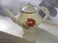 English porcelain teapot gilt rose marking