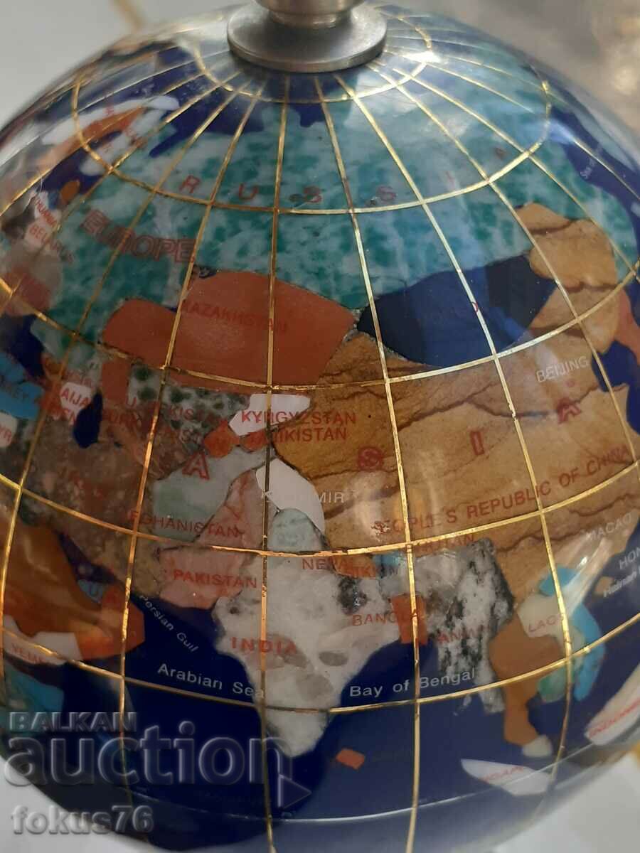 Globe inlaid with semi-precious stones lapis mother-of-pearl etc. - 5 Globe inlaid with semi-precious stones lapis mother-of-pearl etc. - 5
