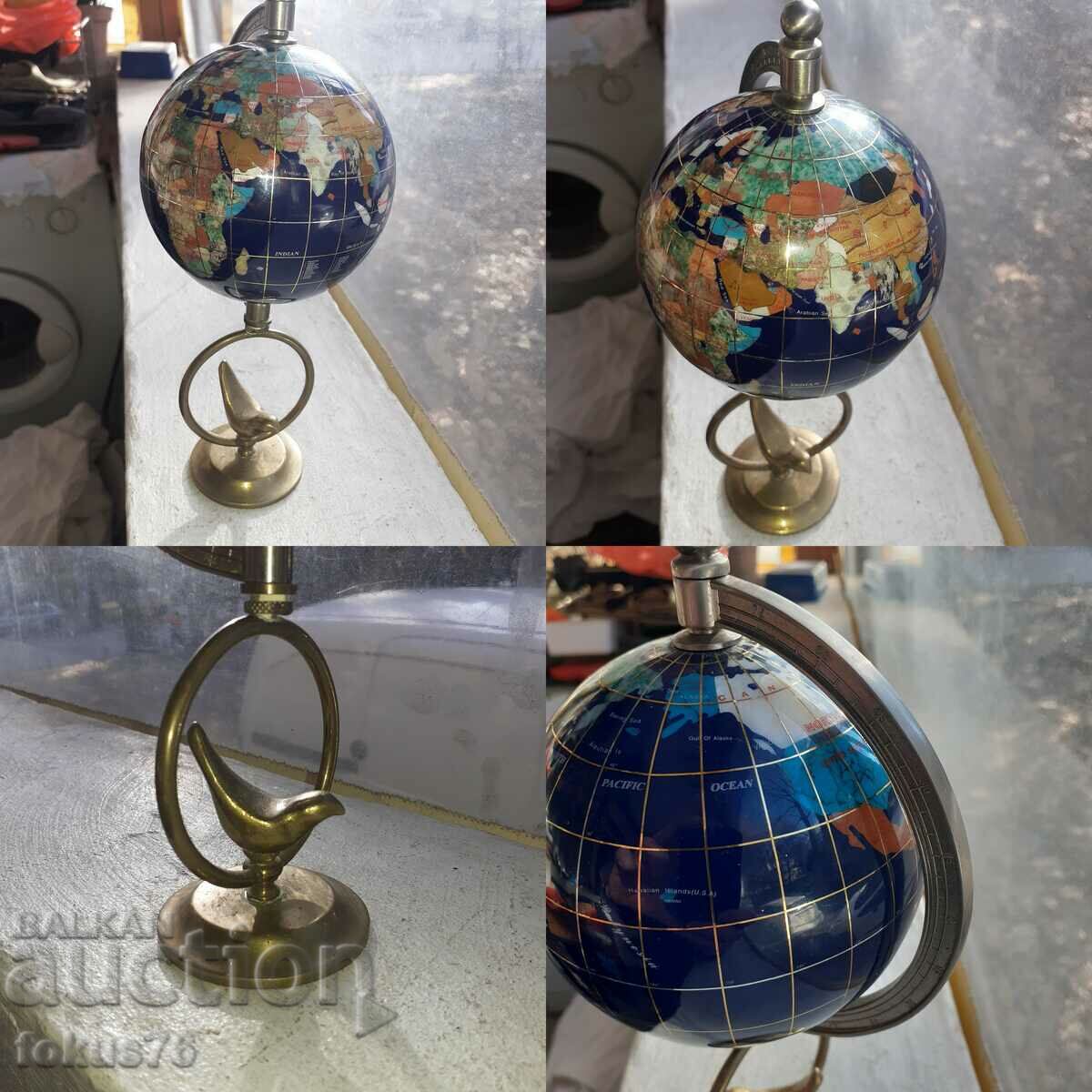 Globe inlaid with semi-precious stones lapis mother-of-pearl etc. - 7 Globe inlaid with semi-precious stones lapis mother-of-pearl etc. - 7