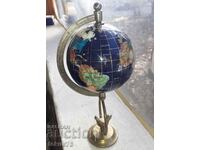 Globe inlaid with semi-precious stones lapis mother-of-pearl etc.