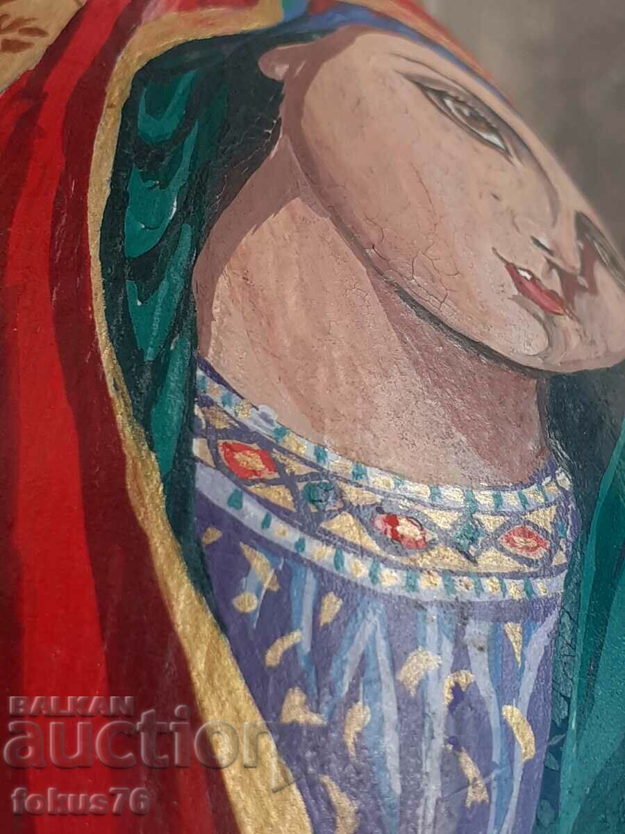 Old big hand painted egg pottery religion icon with price 190.00 BGN | € 97.15