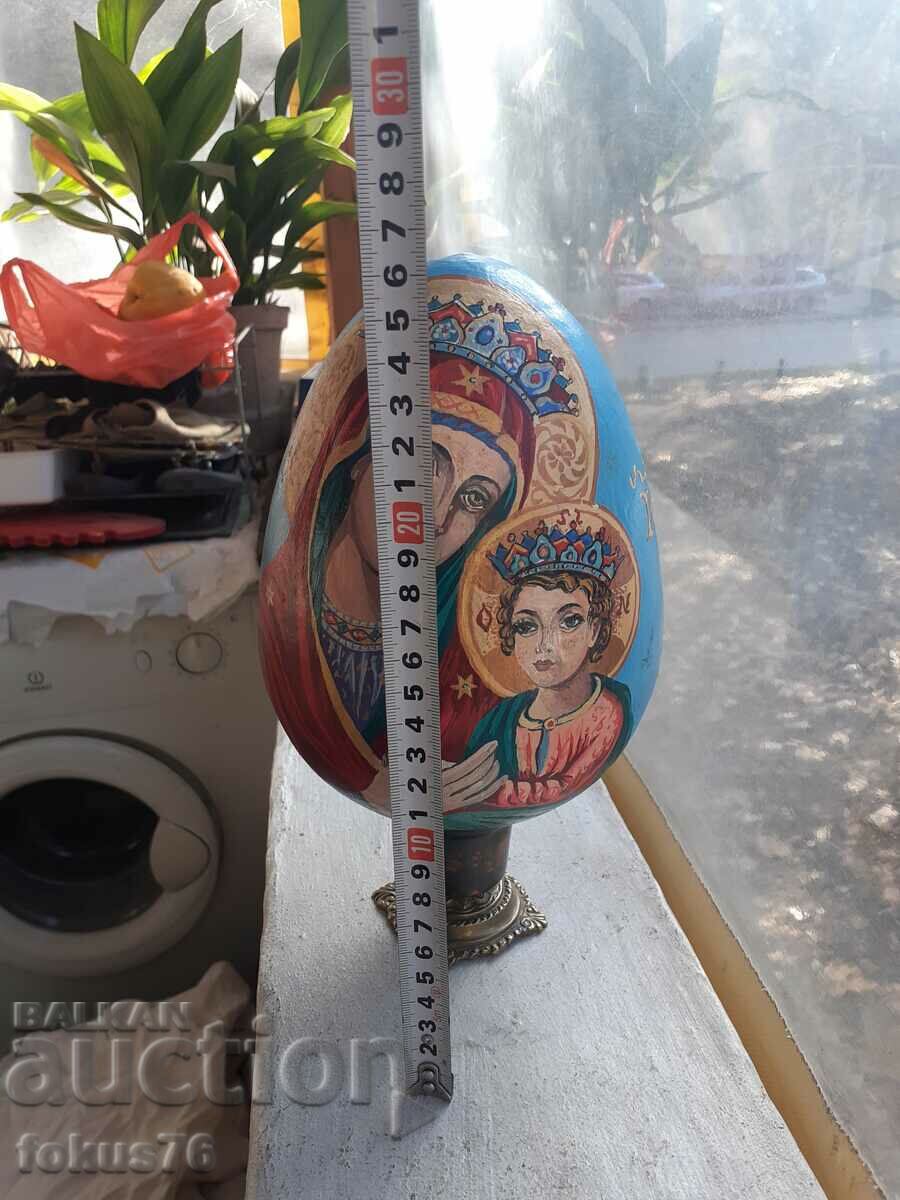 Delivery of Old big hand painted egg pottery religion icon