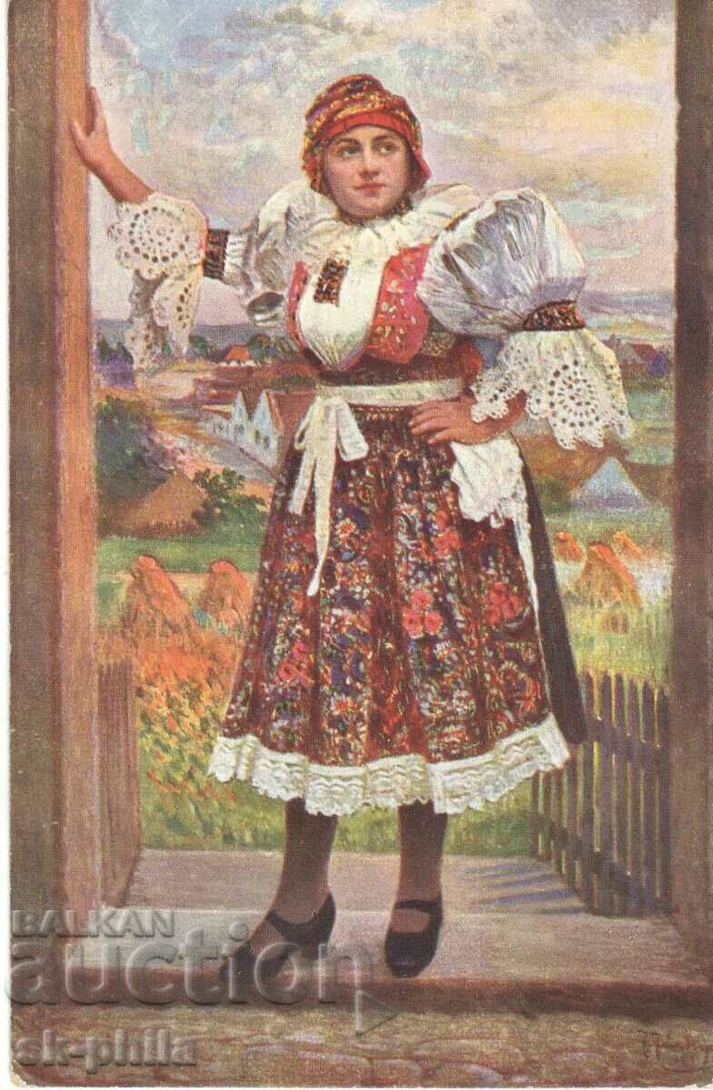 Παλιά κάρτα - Λαογραφία - Τσεχική φορεσιά