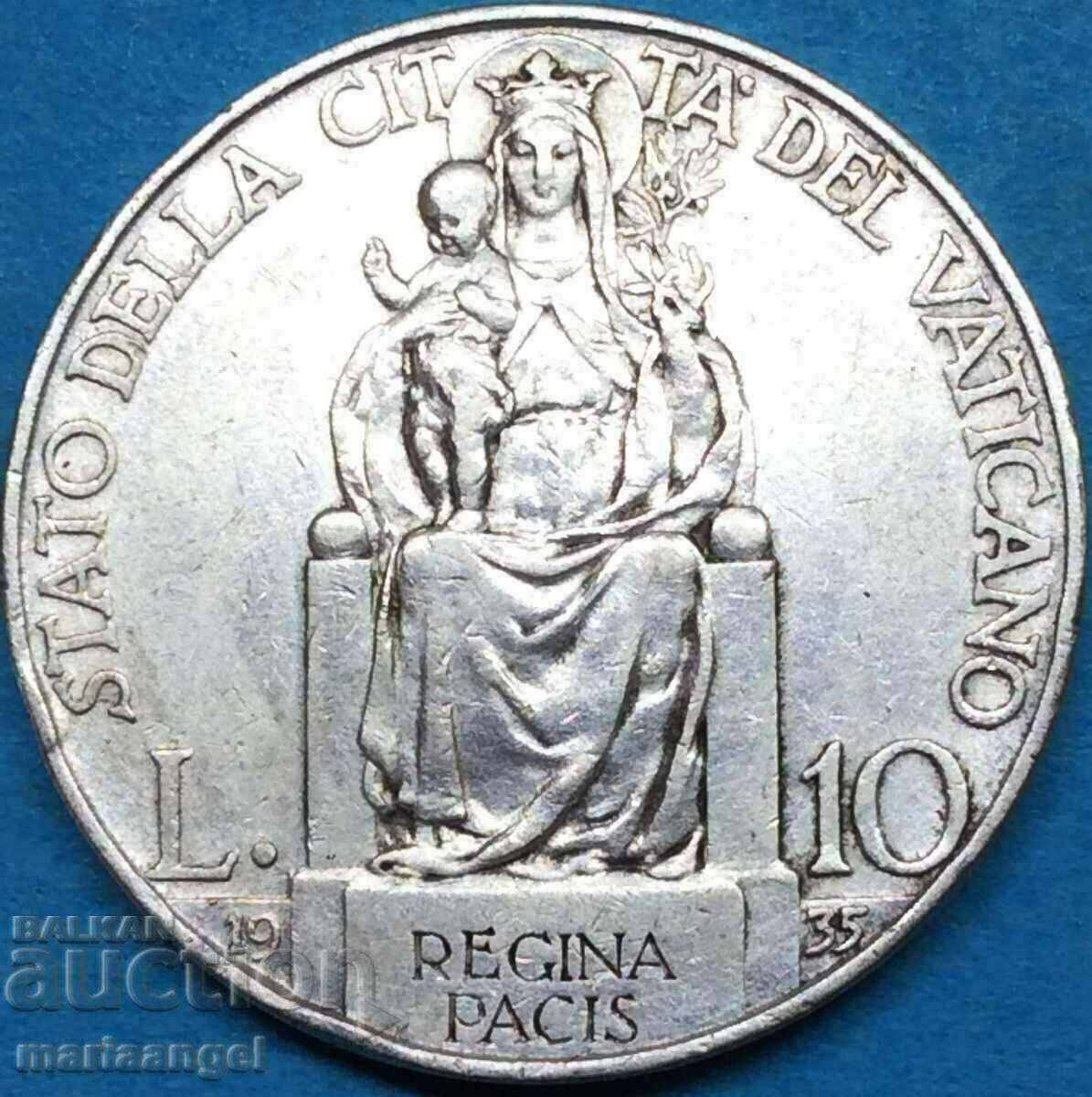 10 Lira 1935 Vatican Pontiff Pius XI Silver